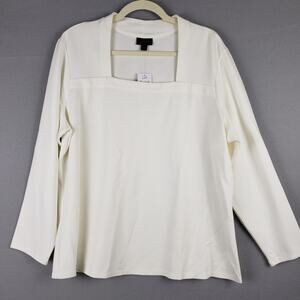 J. Jill Size XL‎ Ottoman Square Neck Top Cream Minimalist Closet Staple Capsule